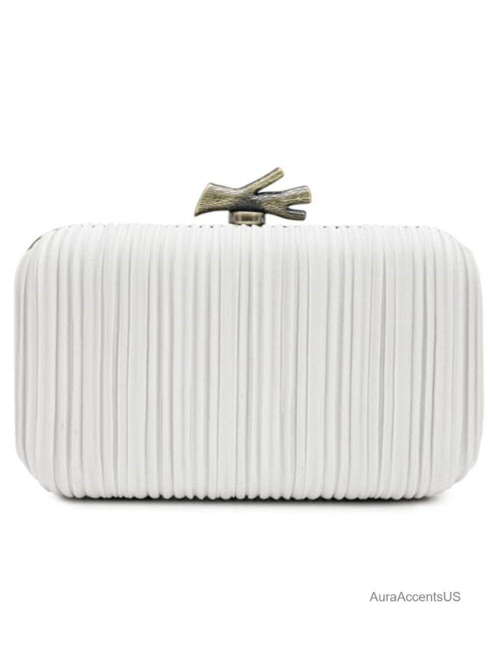 Pleated Evening Clutch with Branch Clasp, Antique Bronze Hardware, Formal